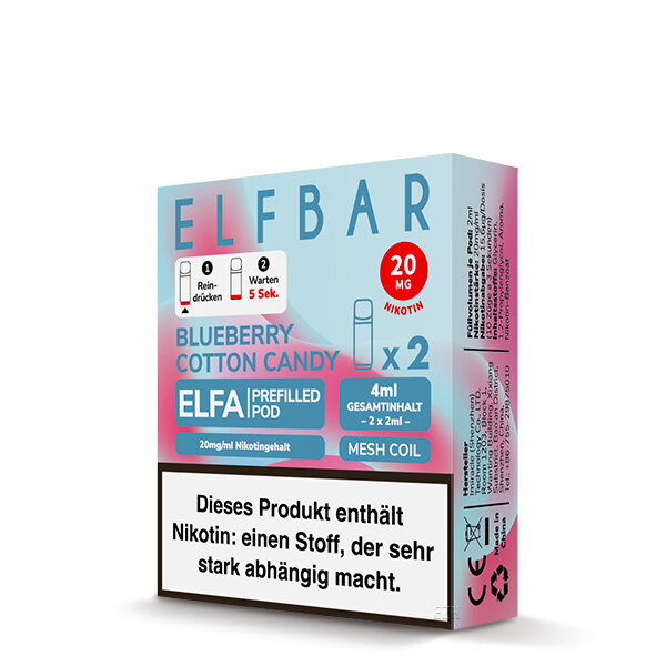 Elfbar - Elfa Pods - Blueberry Cotton Candy - 2x 2ml - 20mg/ml