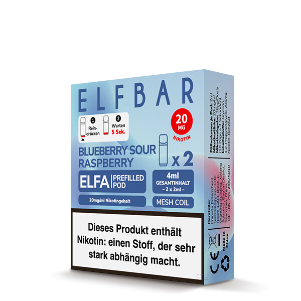 Elfbar - Elfa Pods - Blueberry Sour Raspberry - 2x 2ml - 20mg/ml