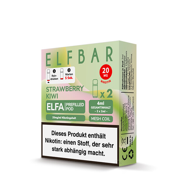 Elfbar - Elfa Pods - Strawberry Kiwi - 2x 2ml - 20mg/ml