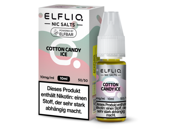 Elfbar - Elfliq - Cotton Candy Ice - Nikotinsalz Liquid - 10ml - 10mg/ml