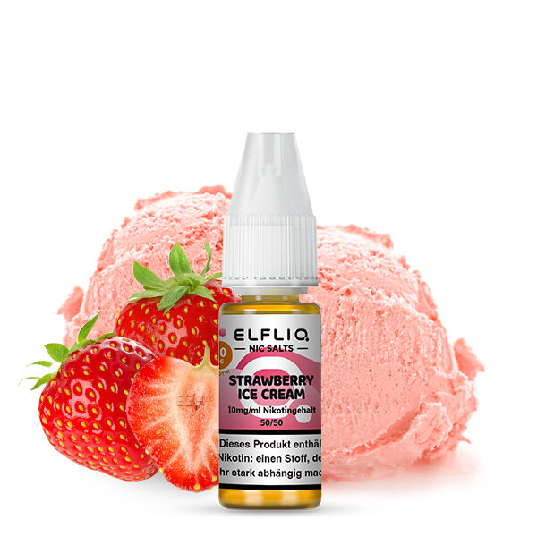 Elfbar - Elfliq - Strawberry Ice Cream - Nikotinsalz Liquid - 10ml - 10mg/ml