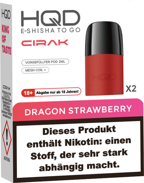 HQD - CirakPods - Dragon Strawberry - 2x 2ml - 18mg/ml