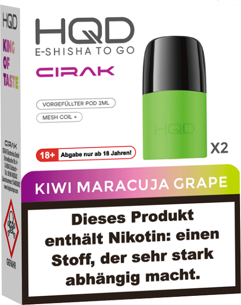 HQD - CirakPods - Kiwi Maracuja Grape - 2x 2ml - 18mg/ml
