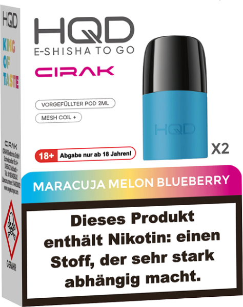 HQD - CirakPods - Maracuja Melon Blueberry - 2x 2ml - 18mg/ml