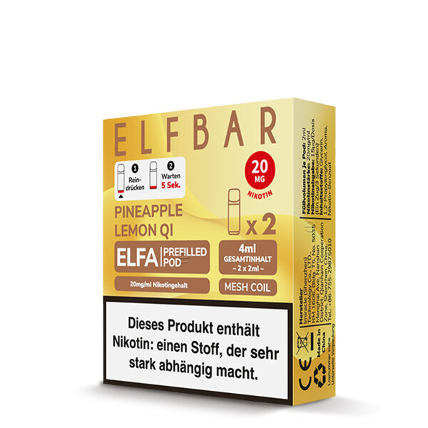 Elfbar - Elfa Pods - Pineapple Lemon Qi - 2x 2ml - 20mg/ml