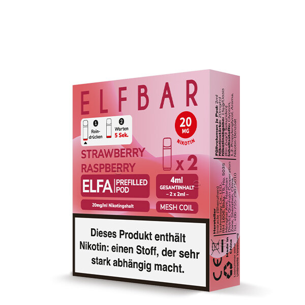 Elfbar - Elfa Pods - Strawberry Raspberry - 2x 2ml - 20mg/ml