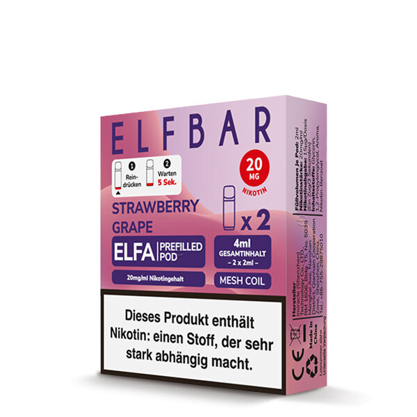Elfbar - Elfa Pods - Strawberry Grape - 2x 2ml - 20mg/ml