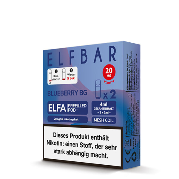 Elfbar - Elfa Pods - Blueberry Bubble Gum - 2x 2ml - 20mg/ml