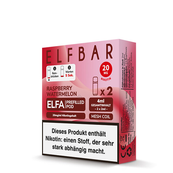 Elfbar - Elfa Pods - Raspberry Watermelon - 2x 2ml - 20mg/ml