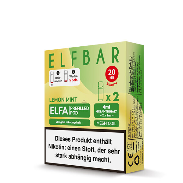 Elfbar - Elfa Pods - Lemon Mint - 2x 2ml - 20mg/ml
